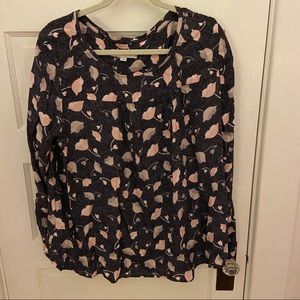 Loft Gray Patterned Yoke Top - Size XL
